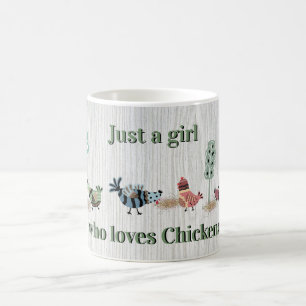 Bara en flicka som Kärlek Chickens Land Folk Art Magisk Mugg