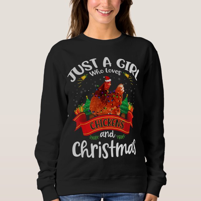 Bara en flicka som Kärlek Chickens och jul T Shirt (Framsida)