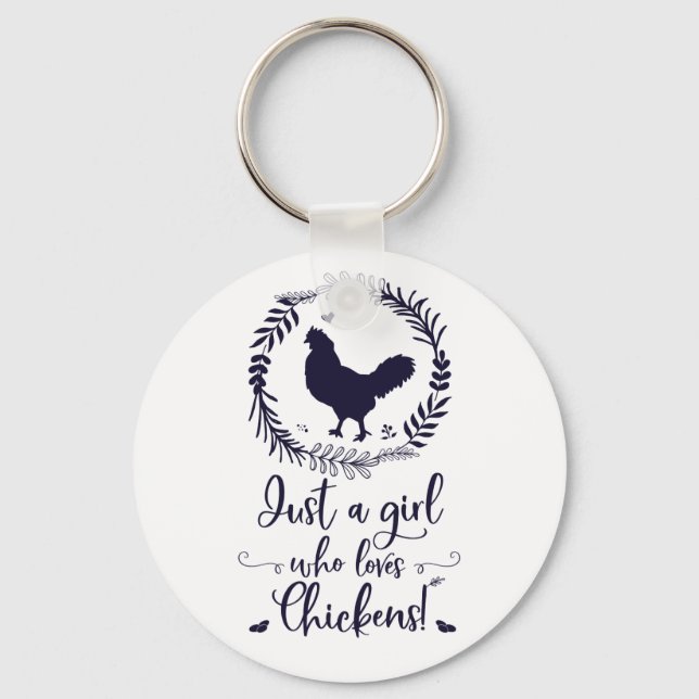 Bara en flicka som Kärlek Chickens Silhouette Nyckelring (Framsida)