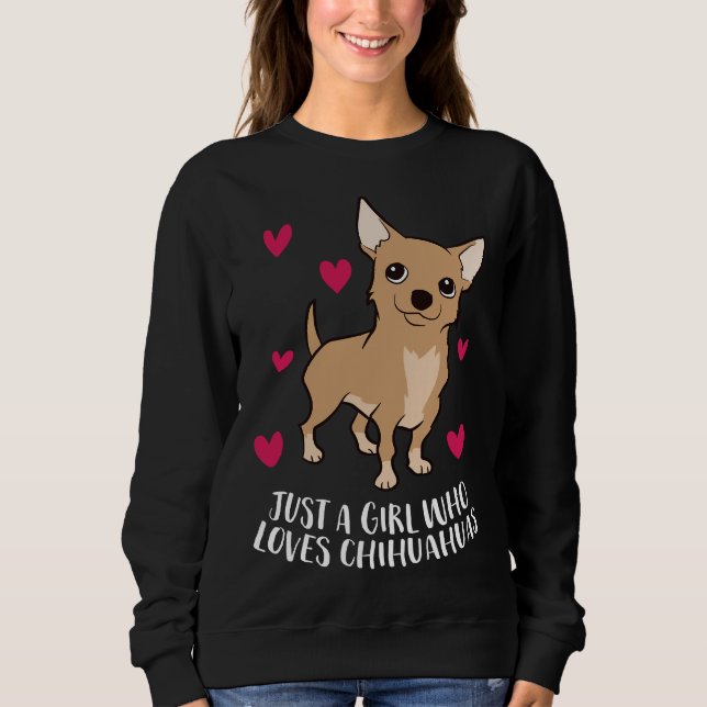 Bara en flicka som Kärlek Chihuahuas Cute Chihuahu T Shirt (Framsida)