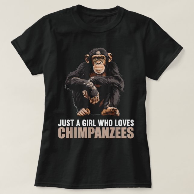 Bara en flicka som kärlek Chimpanzees Chimpanzee T Shirt (Design framsida)