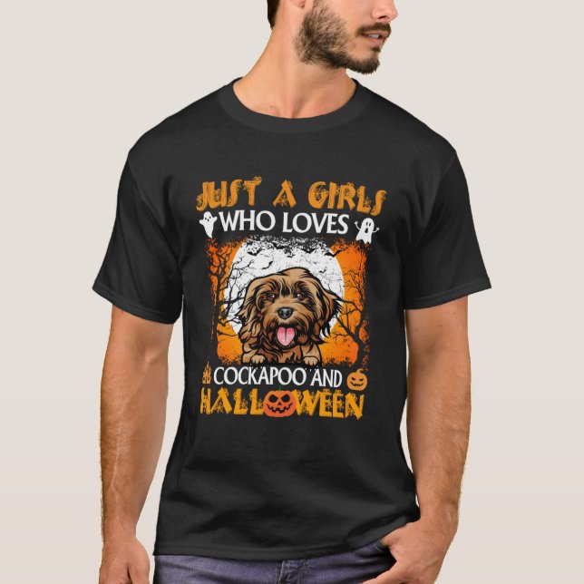 Bara en flicka som Kärlek Cockapoo och Halloween T Shirt (Framsida)