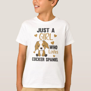 Bara en flicka som Kärlek Cocker Spain Kawaii Hund T Shirt