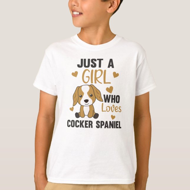 Bara en flicka som Kärlek Cocker Spain Kawaii Hund T Shirt (Framsida)