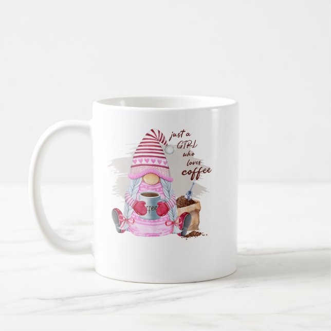 Bara en flicka som Kärlek Coffee Women Girl Gnome  Kaffemugg (Vänster)