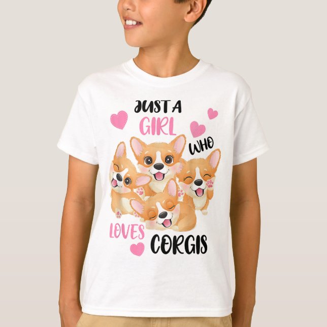 Bara en flicka som Kärlek Corgis T Shirt (Framsida)