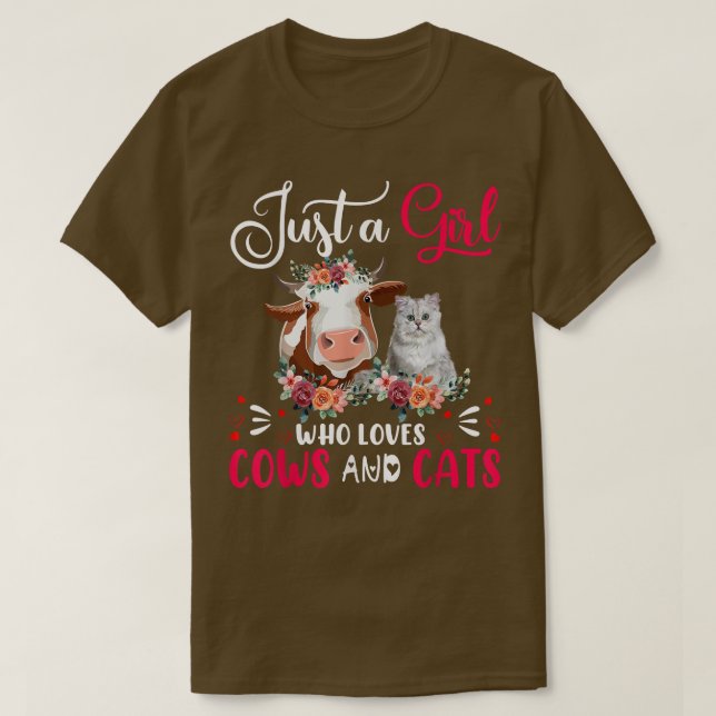Bara en flicka som Kärlek Cows and Cats Farmer Far T Shirt (Design framsida)