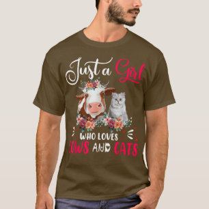 Bara en flicka som Kärlek Cows and Cats Farmer Far T Shirt