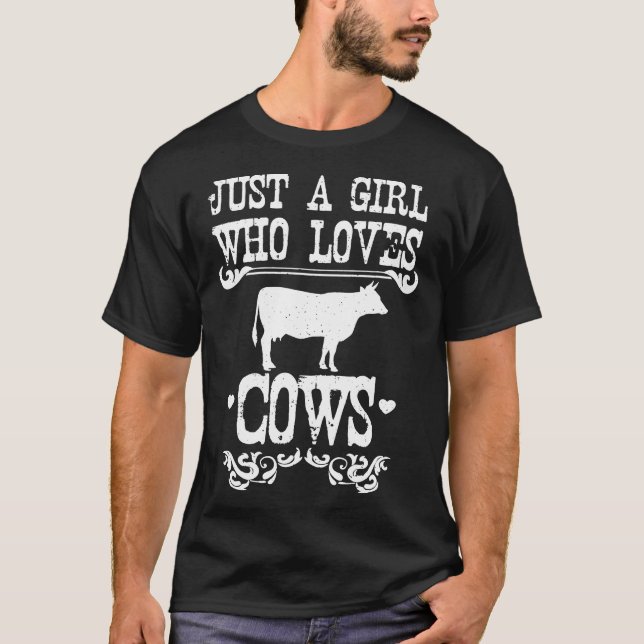 Bara en flicka som Kärlek Cows Cowgirl Farm Cow Äl T Shirt (Framsida)