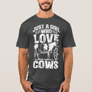 Bara en flicka som kärlek Cows Funny Cow Älskare F T Shirt