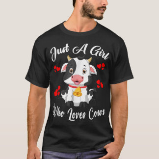 Bara en flicka som Kärlek Cows Funny Kid Farmer T Shirt