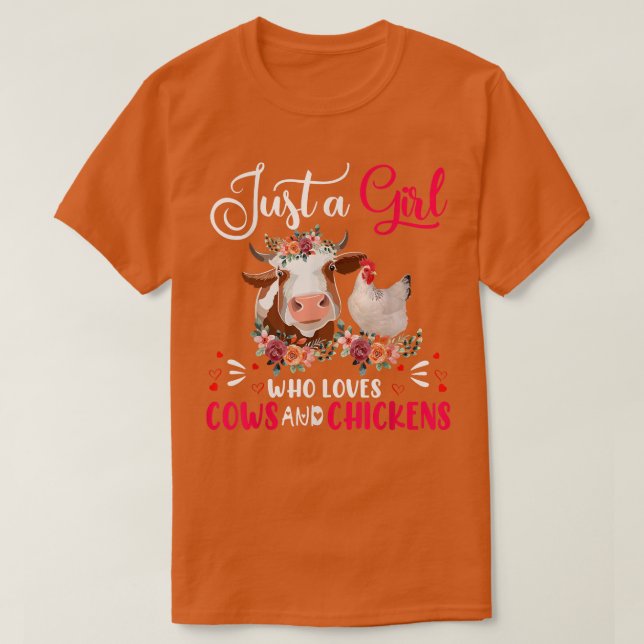 Bara en flicka som Kärlek Cows och Chickens Farmer T Shirt (Design framsida)