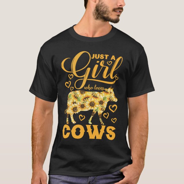 Bara en flicka som Kärlek Cows Solros Farm T Shirt (Framsida)