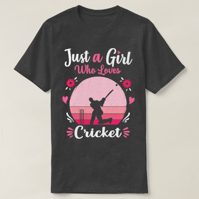 Bara en flicka som Kärlek Cricket Rosa Retro Vinta T Shirt (Design framsida)