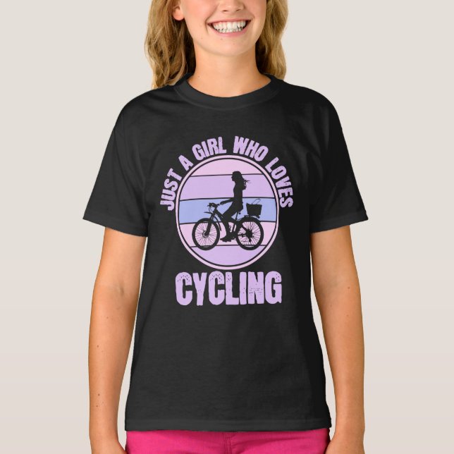 Bara en flicka som kärlek cyklar Bicycle Girl T Shirt (Framsida)