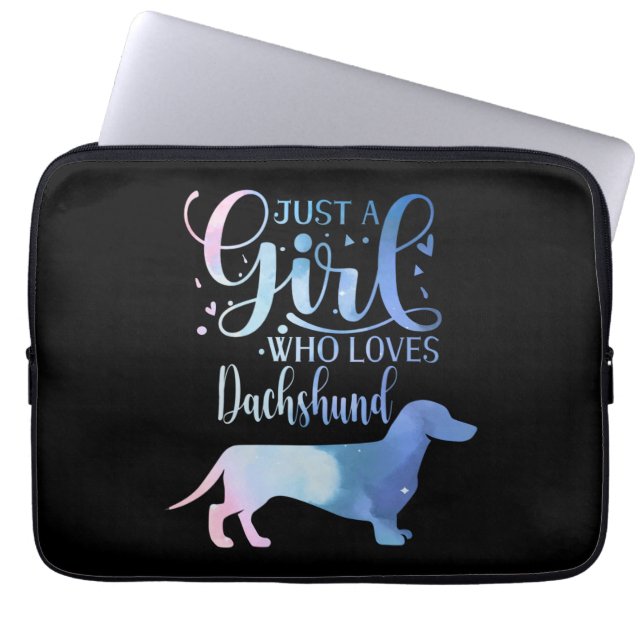 Bara en flicka som Kärlek Dachshund Hund älskare F Laptop Fodral (Framsidan)