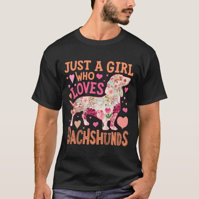 Bara en flicka som Kärlek Dachshund T Shirt (Framsida)