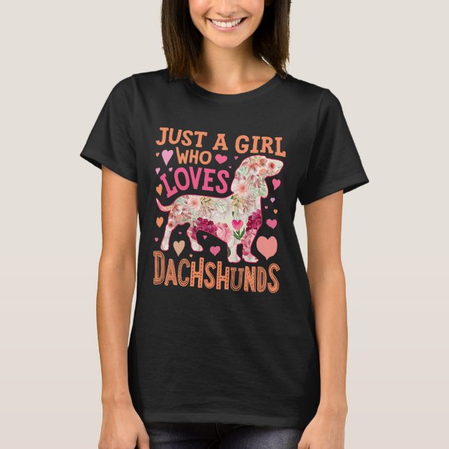 Bara en flicka som Kärlek Dachshund T Shirt (Framsida)