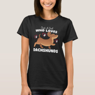 Bara en flicka som Kärlek Dachshunds Cute Dachshun T Shirt