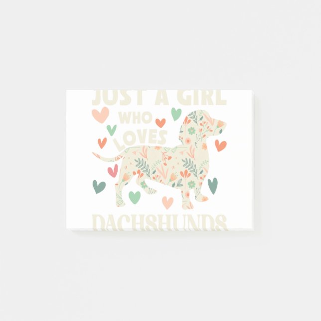 Bara en flicka som Kärlek Dachshunds Flower Post-it Block (Framsida)