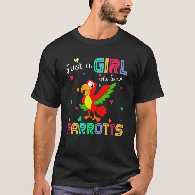 Bara en flicka som Kärlek delar grafik Cute Parrot T Shirt (Framsida)