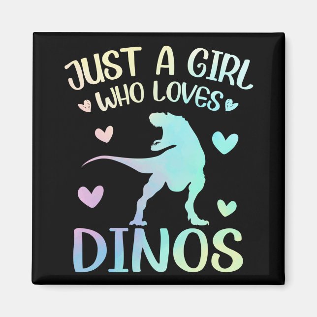 Bara en flicka som Kärlek Dinos cute Dinosaurs Magnet (Framsidan)