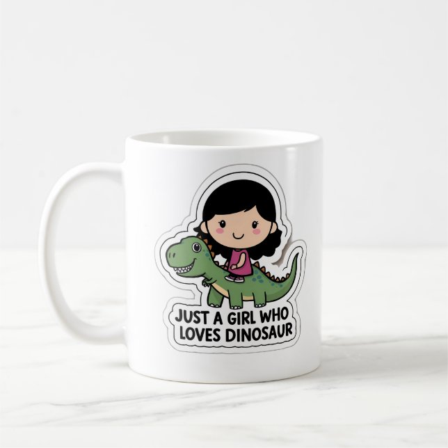 Bara en flicka som kärlek dinosaur kaffemugg (Vänster)