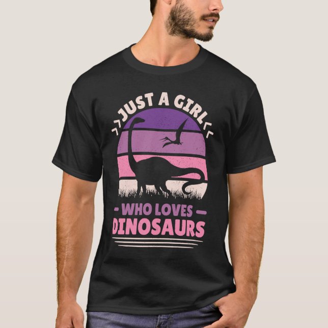 Bara en flicka som Kärlek Dinosaurs cute Dino Wome T Shirt (Framsida)