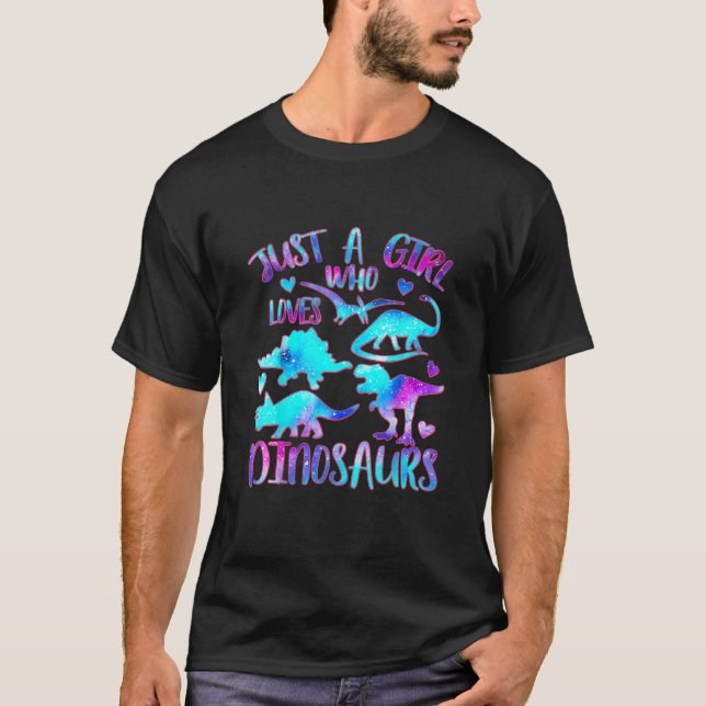 Bara en flicka som Kärlek Dinosaurs - Dinosaur The T Shirt (Framsida)