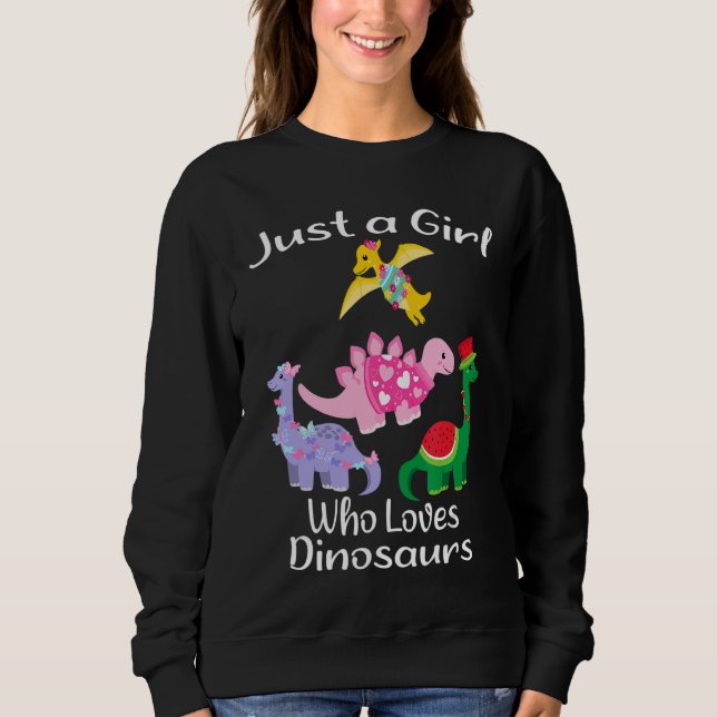 Bara en flicka som Kärlek Dinosaurs Dinosaur Theme T Shirt (Framsida)