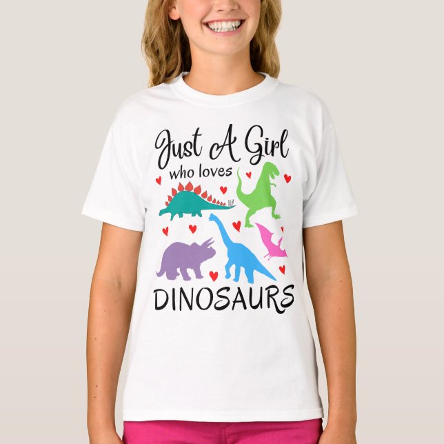 Bara en flicka som Kärlek Dinosaurs Girls Friends  T Shirt (Framsida)