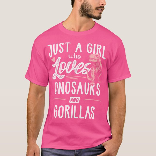 Bara en flicka som Kärlek Dinosaurs och Gorillas D T Shirt (Framsida)
