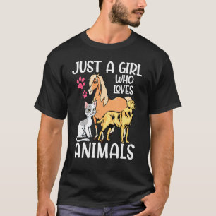 Bara en flicka som Kärlek djur Hund Cat Horse T Shirt