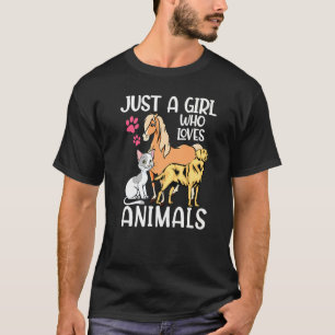 Bara en flicka som Kärlek djur Hund Cat Horse T Shirt