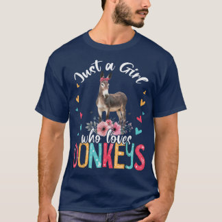 Bara en flicka som Kärlek Donkey Blommigt Flower D T Shirt