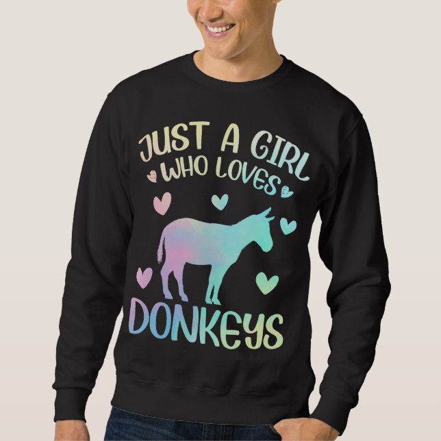 Bara en flicka som Kärlek Donkey Lång Ärmad Tröja (Framsida)