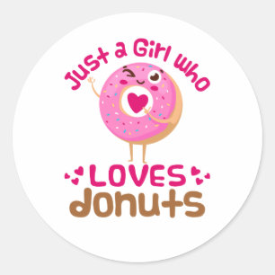 Bara en flicka som Kärlek donuts Donut Älskare Runt Klistermärke