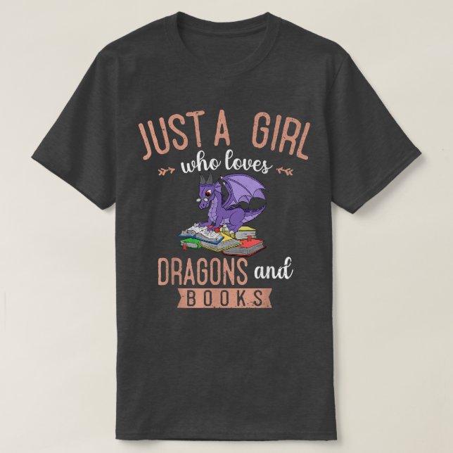 Bara en flicka som Kärlek dragon och Bokar läser d T Shirt (Design framsida)