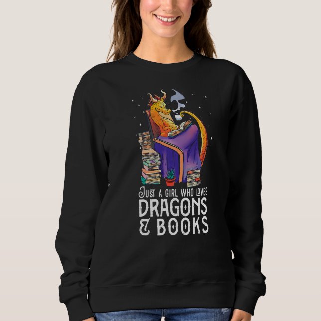 Bara en flicka som Kärlek Dragons & Bokar Bok Nerd T Shirt (Framsida)