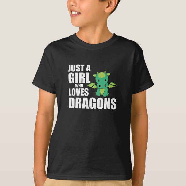 Bara en flicka som Kärlek dragons cute Animals Gir T Shirt (Framsida)