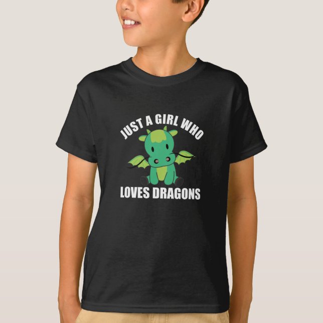 Bara en flicka som Kärlek dragons cute Animals Gir T Shirt (Framsida)