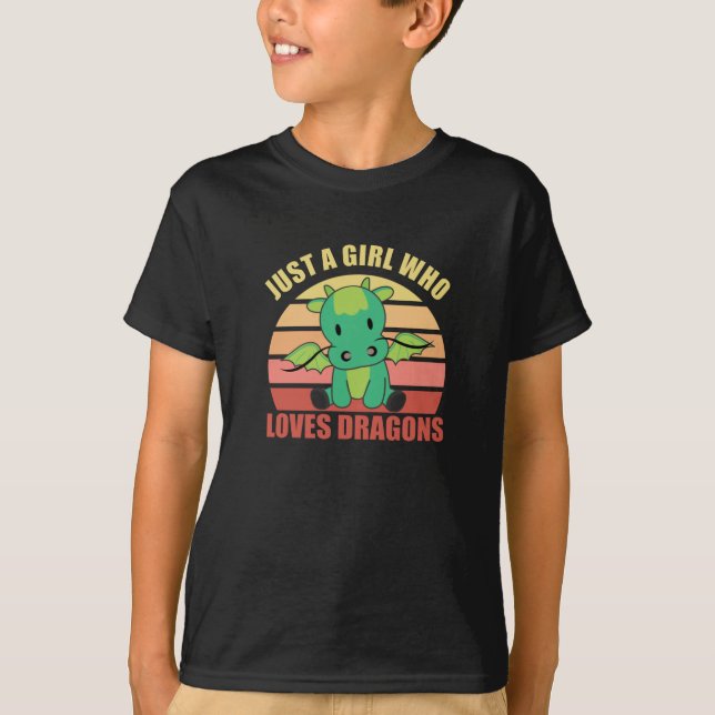 Bara en flicka som Kärlek dragons Cute Animals Vin T Shirt (Framsida)