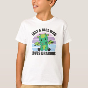 Bara en flicka som Kärlek dragons Cute Animals Vin T Shirt