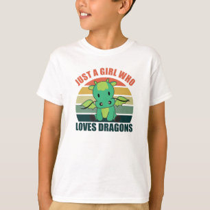 Bara en flicka som Kärlek dragons Cute Animals Vin T Shirt