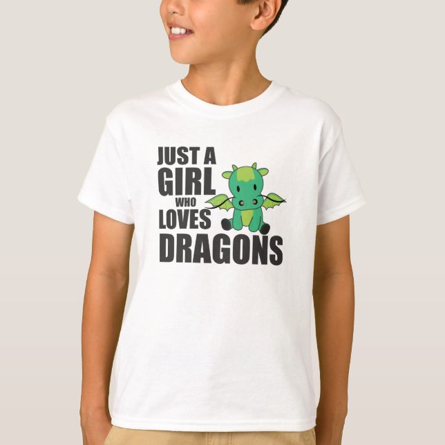Bara en flicka som Kärlek dragons Fantasy Dragon G T Shirt (Framsida)