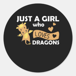 Bara en flicka som Kärlek dragons Fantasy Dragon Runt Klistermärke