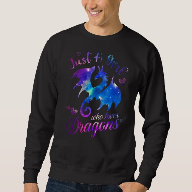Bara en flicka som Kärlek dragons Galaxy Space Dra Lång Ärmad Tröja (Framsida)