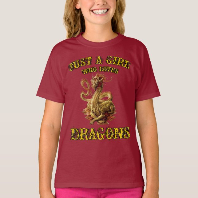 Bara en flicka som Kärlek Dragons T Shirt (Framsida)