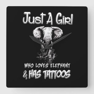 Bara en flicka som Kärlek Elephant och har tatuer Fyrkantig Klocka