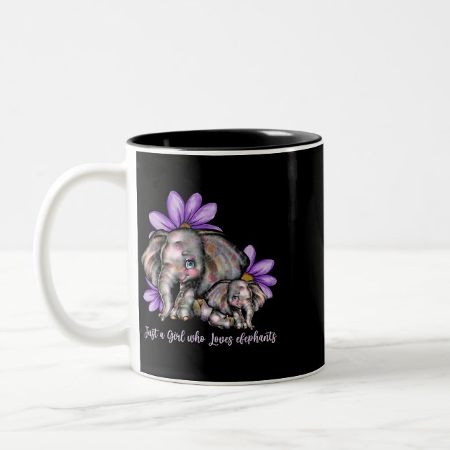 Bara en flicka som Kärlek Elephants Flower Animal  Två-Tonad Mugg (Vänster)